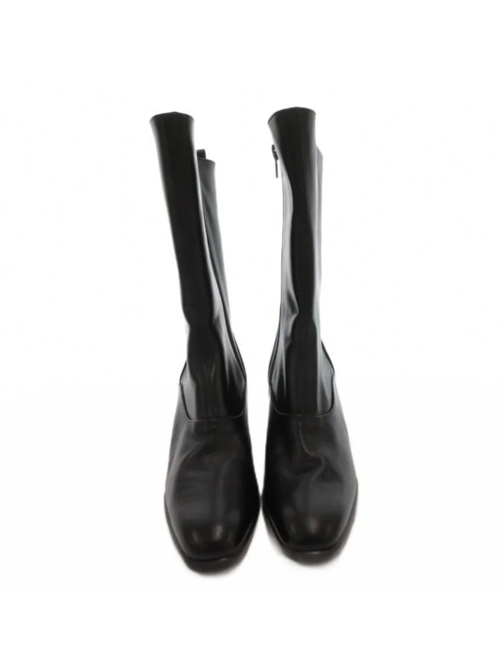 Saint Laurent Yves Long Boots Side Zip Leather 36.5 Black - Picture 4 of 8